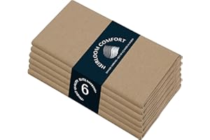 HEIRLOOM COMFORT Beige Cloth Dinner Napkins 6 Pack, 100% Cotton, 43x43 cm, Soft, Washable, Reusable, Perfect for Hotels, Restaurants, Lunch, Weddings, Holidays, Parties, Everyday Use, Beige