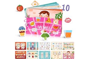 GYTERA Montessori Busy Book for Toddlers, 10 Themes Preschool Learning Activities Quiet Book, Autism Learning Toys Toddler Activity Educational Busy Book for Toddlers to Develop Learning Skills (Life Skills)