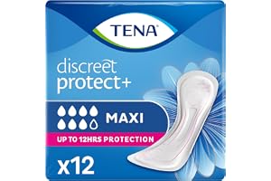 TENA Discreet Maxi x12 – mycket absorberande dynor för inkontinens och tung urinförlust – upp till 12 timmars torrhet – 1 förpackning med 12 individuella påsar