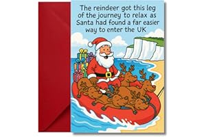 LimaLima Funny Christmas Card Rude Xmas Santa & Reindeer Design Perfect For Men Women Him Her Friends Family & Work Colleagues