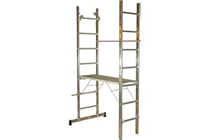 Escalux V18062 Echafaudage Aluminium 3.10m Hauteur de Travail / 6 Produits en 1, Gris