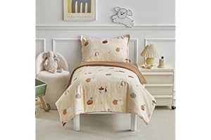 DuShow Toddler Duvet Cover Set For Girls,Toddler Pumpkin Duvet Cover With Pillowcase,Jacquard Seersucker Toddler Bedding Set For Junior/Cot Bed 120 cm x 150 cm