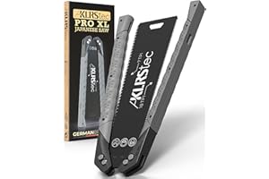 KLRStec PRO XL Japanese Saw - Double-Sided Serrated Saw Blade [240mm] Made of Carbon Steel - Folding Pull Saw with Non-Slip TPU Handle - Precise cuts for Wood & Plastic