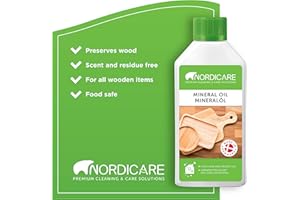 Nordicare Food Grade Mineral Oil - Tasteless and Odourless Chopping Board Oil - Suitable for Wood and Bamboo Countertops, Cutting Boards and Blocks, Stainless Steel, Stone (500ml)