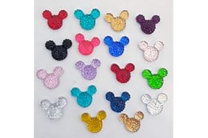 MajorCrafts® 50pcs Mixed Colours 14mm Flat Back Kawaii Resin Mouse Head Glitter Rhinestones