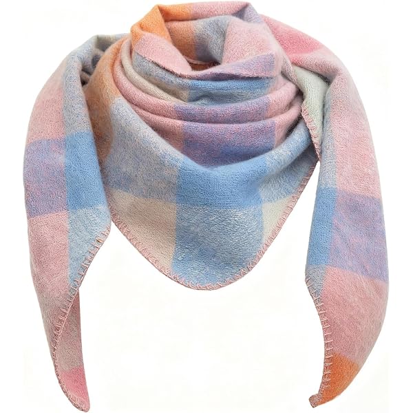 Sciarpa colorata da donna in lana – Coperta morbida da donna, in lana di cashmere, sciarpa morbida a quadri, sciarpa oversize in lana, stile casual, a quadretti, Azzurro, Taglia unica
