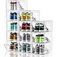 INSTY Shoe Storage Boxes, Stackable Clear Boxes With Doors, Organizer Containers For Sneakers - Fit US Men's/Women's Size 12 (13.4"x 9.8"x 7.1")