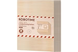 ROBOTIME Linden Furniere Sperrholzplatten, 30 Stück, 420 X 305 X 3mm, Unbehandelte Holzplatte Zum DIY Basteln, Laserbearbeitung, Malen, Brandmalerei, Heimdekoration, Heimwerken Und Modellbau