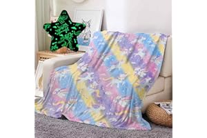 ‎ROWJOY Rowjoy Kuscheldecke Einhorn, Kinder Einhorn Decke Leuchtet im Dunkeln, Weiche Wohndecke, Fleecedecke Geschenk für Mädchen Jungen Kinder (130x150CM, Purple Unicorn)