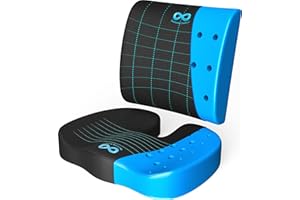 Everlasting Comfort Seat Cushion & Back Support Cushion - Memory Foam Lumbar Support for Office Chair, Car, Travel, Airplane, Desk Chair Pillow - Lumbar Pillow Non-Slip, Black