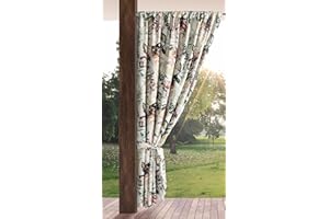 Eurofirany GARDEN Outdoor Curtain with Rod Pocket - 1 pc. Sun Protection, Privacy Screen, Windproof, Waterproof Curtain for Patio, Gazebo, Pergola, Porch, W61 x L79, Grey Print