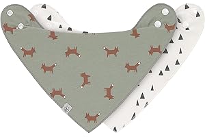 LÄSSIG Baby Lätzchen Halstuch Dreieckstücher Set 2 Stk. Bio-Baumwolle Druckknopf wendbar/Baby Bandana Little Forest Fox