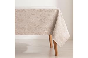 GAMUSI Obrus Przeciwplamisty Stół Prostokątny Żakardowy Wodoodporny 140x180 cm, Dotykowy Tkanina, Kolor Beżowy - Modrzew