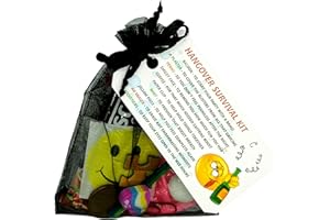 KATE CREATE Hangover Survival Kit bag with thick tag, 11 items in an organza gift bag for Stag Do party, hen do party, Bachelorette, birthday, night out, wedding