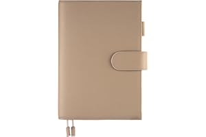 Ox Knight Skórzany pokrowiec na planer A5 dla kuzyna Hobonichi, Stalogy, Midori, Leuchtturm1917 i innych – z pętelką na długopis, przegródkami na karty, tylną kieszenią i zakładkami (taupe)