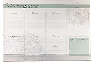 VOGT FOLIENDRUCK GMBH Schreibtischunterlage Papier mit Schutzleiste Wochenplaner/Notizen grün/blau - grau 25 Blatt 59,4 x 42 cm DIN A2