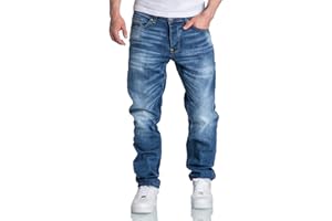 Amaci&Sons Herren Jeans Regular Straight Fit Denim Hose Destroyed 7984