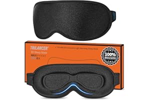 TRILANCER Mascherina per Dormire per Uomini e Donne, Maschera per Occhi Blocca la Luce al 100%, Maschera Notte, Benda per Dormire, Paraocchi, Copriocchi, Fascia Occhi Sonno, Pisolino, Viaggio Aereo (Nero)