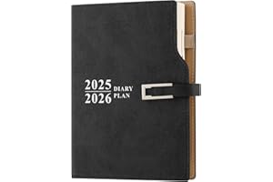 GOLDAYPLN Agenda scolaire 2025-2026 - 1 jour par page - Format A5 - 25/26 pages par jour - 12 mois - Pour l'école, la famille, le travail - Noir