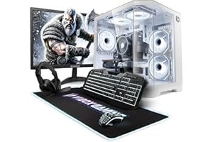 VIBOX PC Gamer Complet • 23" Écran • AMD Ryzen 5 5500 4,2 GHz • Nvidia RTX 3050 6 Go • 16 Go RAM • 1 to SSD • Windows 11 • WiFi • Blanc