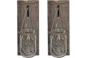 ISOTRONIC Set di 2 lanterne a LED di vetro e legno | Luci d’appendere per bagno, casa, giardino e balcone | Decorazione per feste, festival o matrimonio (trasparente)