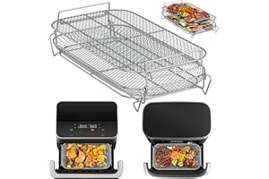 FTUREERA Heißluftfritteuse Zubehör Kompatibel mit Ninja AF500EU, 2 Etagen Airfryer Gitter für COSORI Dual Blaze Twinfry 10 L, Heißluftfritteuse Grillrost Stapelbar für Pommes und Hähnchenflügel