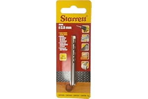 Starrett Brocas de punta dividida, acero HSS de alta velocidad, 2,5 x 57 mm, broca helicoidal KBAR025, para acero, hierro fundido, madera, materiales blandos, hierro