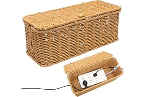 MIUUIPI Rattan Kabelmanagement Box, Handgemachte Kabelbox, unter Schreibtisch Kabel Organizer Box für Tv Drähte Power Strip, kabelsalat verstecken Schreibtisch Steckdosenbox für Haus, Büro