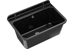 Granitan Sink for Garage, Basement, Workshop and Laundry Room, Universal Wash Trough with Siphon, Wall-Mounted Polypropylene Basin, 61 x 41 x 30 cm Wide, Black, Lux