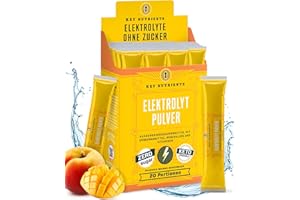 ‎KEY NUTRIENTS Key Nutrients Elektrolyte Pulver - Pfirsich-Mango - 20 Portionen - Elektrolyte Ohne Zucker - Keto Elektrolyt Pulver : Glutenfreies Ohne Zucker - Zusatz: Magnesium, Kalium - Electrolyte Powder