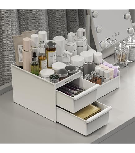 Kosmetik Aufbewahrung Kosmetik Organizer 360 Drehbarer Make-up-Organizer  Fr Waschtisch, Groes Fassungsvermgen Mit Schublade,  Badezimmer-Theken-Organizer, Drehbarer Make-up-Halter Make Up Organizer :  Amazon.de: Kosmetik