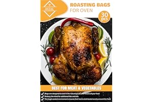 AYZAL Roasting Bags for Oven with Ties 30pcs (38 x 25cm) Oven Bags for Roasting Chicken, Fish, Meat Vegetables, Turkey Roasting bags for Oven & Microware