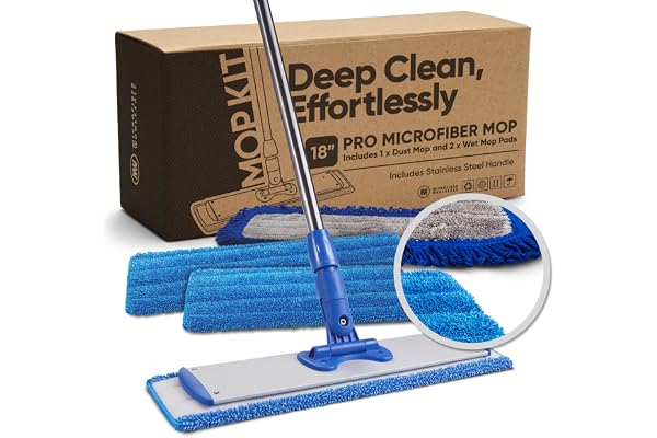 45 cm professionell mikrofibermopp – trägolvmopp – torr och våt mopp för trä, laminat, kakel, vinylgolv