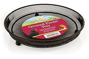 WALTER HARRISONS Walter Harrison's Bird Feeding Station Heavy Duty Metal Ground Wild Garden Bird Feeder Black Mesh Feeding Tray - 22 cm