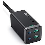 USB C Charger, RAVPower 65W PD Charger 4-Port Desktop Fast USB Charging Station 2 USB C Ports + 2 USB A Ports for Air, Dell X