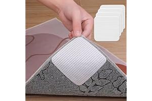 HEAVENLIFE Pegatinas de Alfombra Cuadrada, Pinzas Lavables para Alfombras Reutilizables, Empuñaduras Antideslizantes para Alfombras, Agarre Adhesivo de Alfombra para Madera Laminado Teja Mármol (10x10cm, 4)