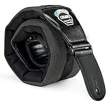 Levy's Leathers 7,6 cm versterkte brede leren gitaarband met schuimkussentje en achterkant van kledingleer; zwart (M26PD-BLK