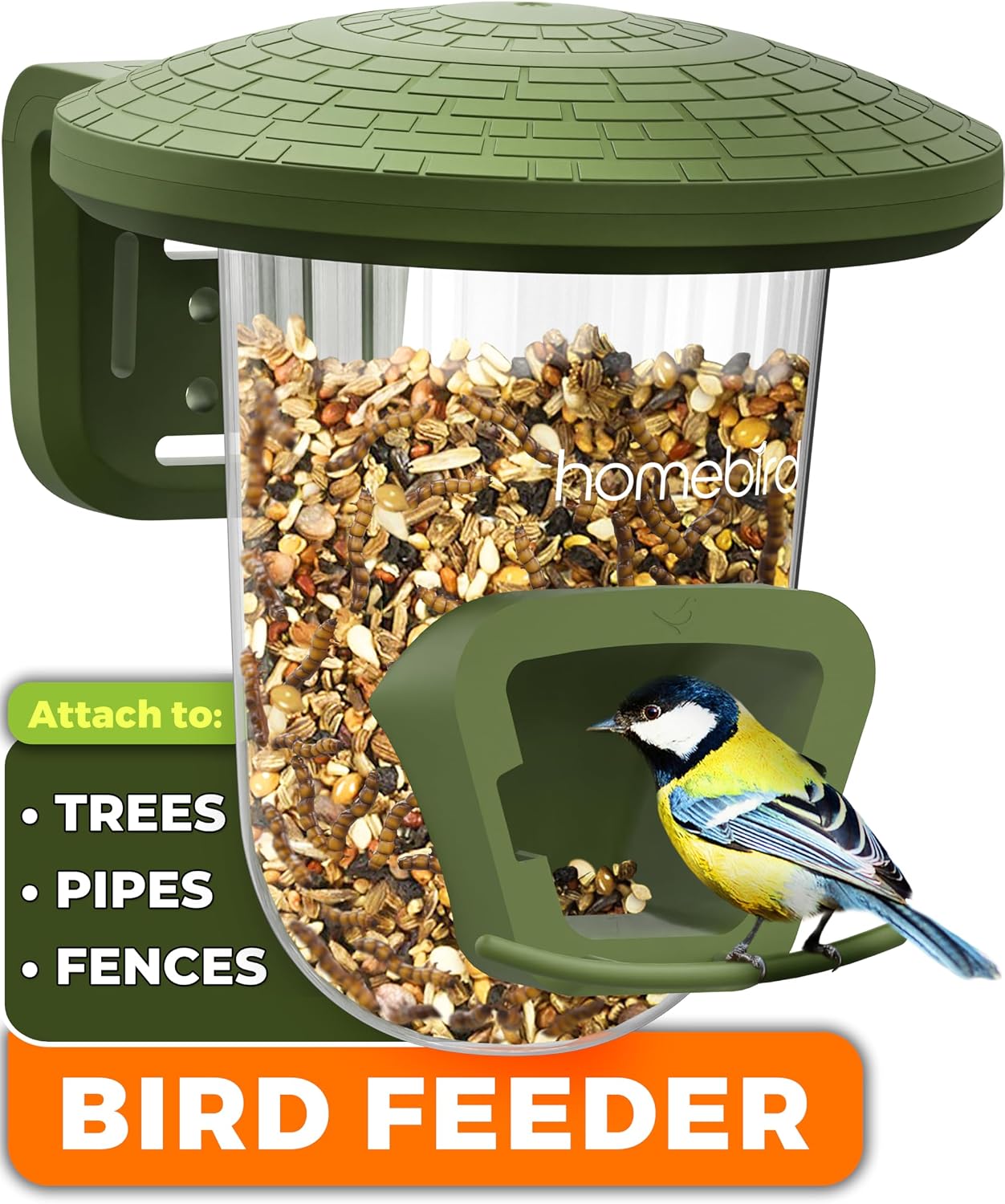 Outdoor Bird Feeders for Small Birds - No Mess Bird Seed Feeder for Fences, Walls, Trees and Balcony – PerchPod for Wild Birds - UK Designed - Perfect Present for Bird Lovers