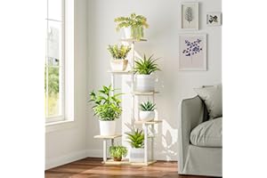 GoTiling Blumenständer Pflanzenständer Blumentreppe mit Wachstumslicht - Indoor Pflanzenregal für Ecken, Modernes Regal für Zimmerpflanzen, 6 Etagen, Ideal für Wohnzimmer, Balkon und Büro