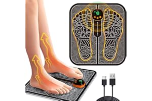 LEMENG EMS Massage des Pieds,Masseur de Pieds électrique Pliable et Portable, Masseur de Pieds Électrique, 8 Modes et 19 Intensités,pour la Circulation Sanguine et le Soulagement des Douleurs Musculaires