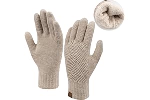 Bequemer Laden Mujer Invierno Guantes Caliente de Punto Guantes Tactiles con Forro Polar Térmico de Doble para Tiempo Frío