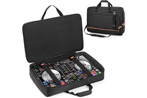 Rexmica DJ Controller Carrying Case Compatible with Pioneer DDJ SR/DDJ SR2 / DDJ REV1 / Denon MC4000 / Numark NVII/Hercules Inpulse 500, DJ Controller Bag for DJ Cable or Accessories (M, Black)
