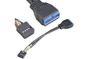 Akasa AK-CBUB19-10BK Adattatore Interno da USB 3.0 Maschio a USB2.0 Femmina, Nero