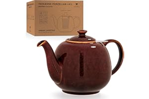 Tetera Con Colador Swansea Coral Red 1,6 L con filtro, fabricada en porcelana URBAN LIFESTYLE, tetera antigoteo. Tetera de porcelana con colador tetera infusiones teteras para te tetera para té