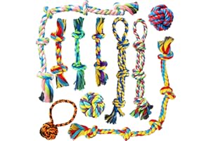 ZENO Dog Toys 10 Pack | Indestructible Dog Toys | Rope Chew Toys for Dogs | Strong Rope, Ball & Tug for Teething | Puppy Teething Toys | 100% Natural Cotton | Great for Small, Medium & Large Dogs