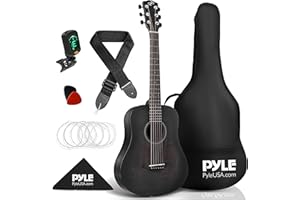 Pyle Akustik Gitarre, Acoustic Guitar, ½ Gitarre für Kinder & Anfänger, Konzertgitarre, Musikinstrument, Gitarren Set mit Tasche, Tuner& Plektrum, Ideal Für Gitarrenuntericht & Musikanfänger, Schwarz