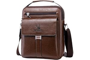 Vologle Mens Shoulder Bags Leather Crossbody Bag Fashion Messenger Bags for Man Travel Handbag Adjustable Shoulder Strap