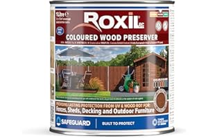 Roxil Lasure Préventive Bois 1L – Châtain – Intérieur & Extérieur – Protection Contre Pourriture, Champignons, Larves & Termites