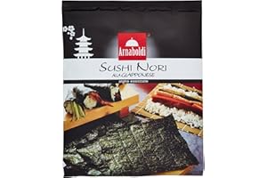 Arnaboldi Alga Nori per Sushi Giapponese, 8 Fogli di Alghe Nori Essiccate [1 Confezione da 8 Fogli]
