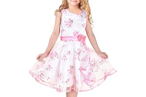 Sunny Fashion Vestito Bambina 3 Livelli Rosa Fiore Onda Pageant Nozze Bambini Capi di Abbigliamento 4-12 Anni